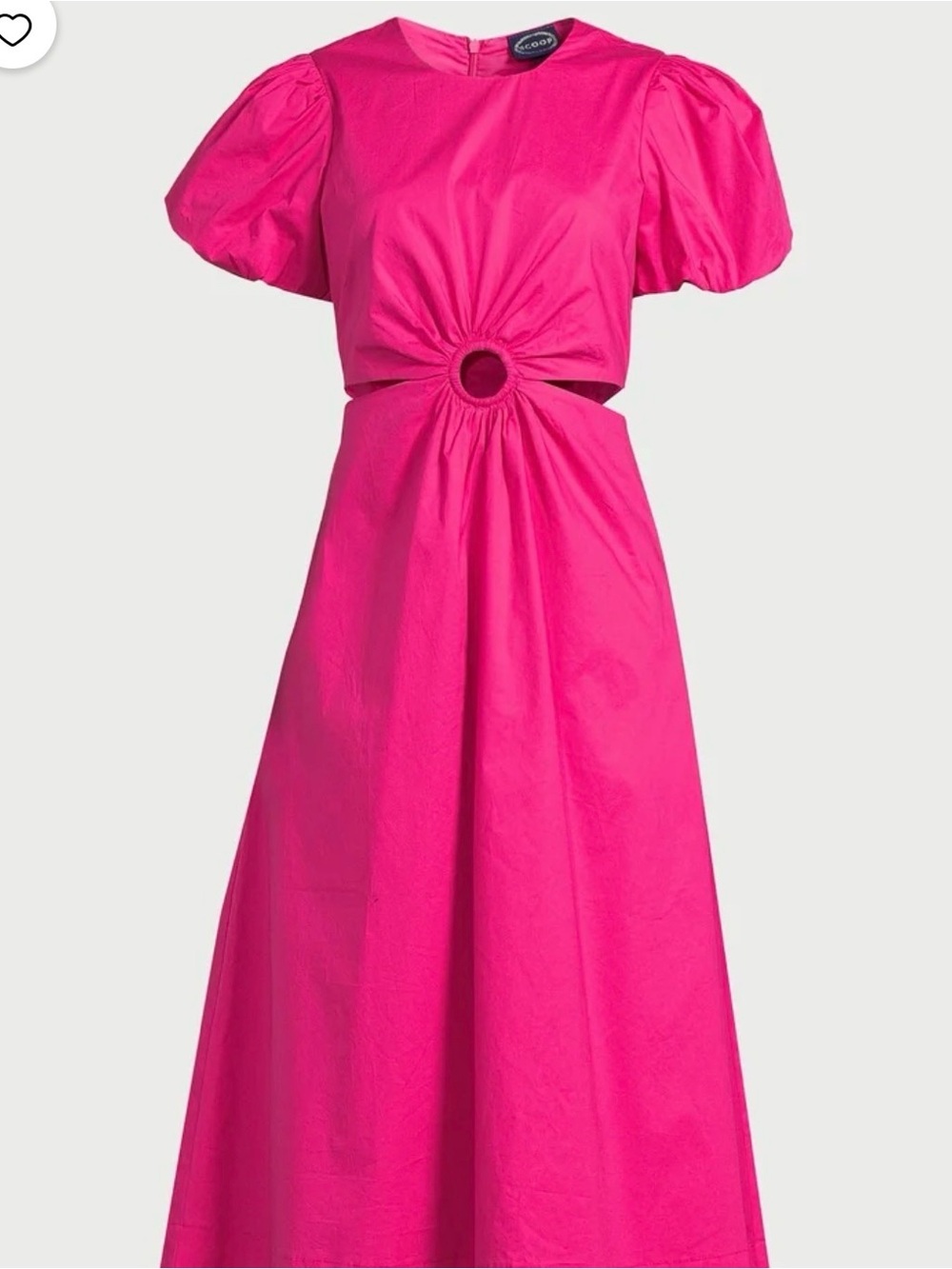 Puff-Sleeve Cutout Maxi Dress in Bright Pink